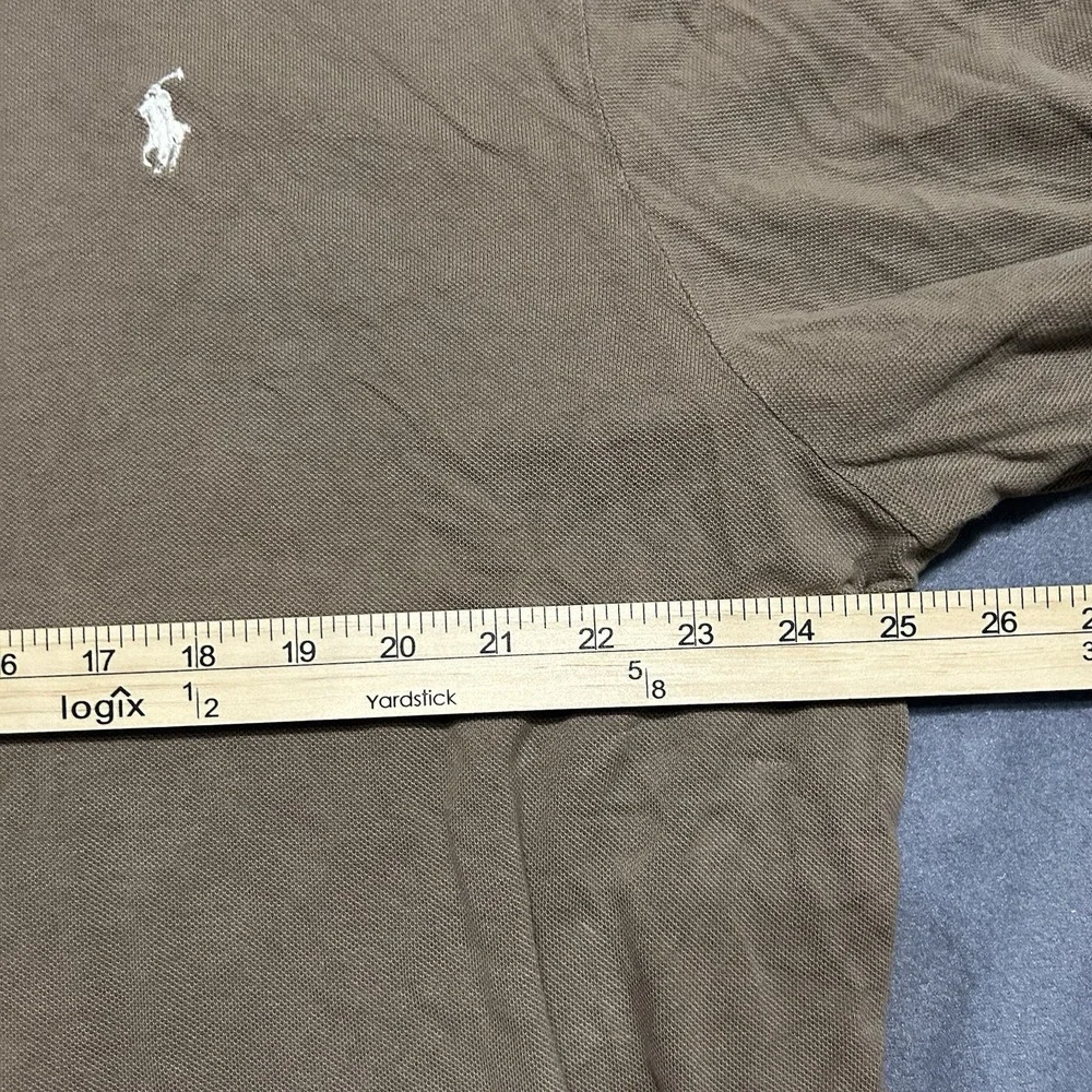 Ralph Lauren Polo Mens Brown‎ Long Sleeve Polo Shirt Size XL Custom Slim Fit